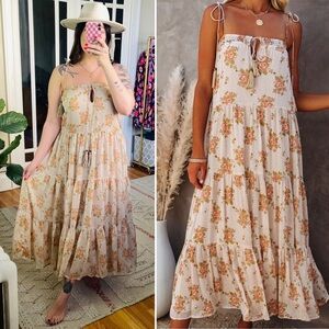 VICI Storia Floral Tiered Tassel Midi Dress